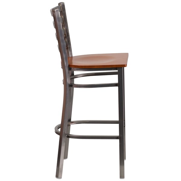 Clear Ladder Stool-Cherry Seat