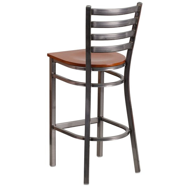 Clear Ladder Stool-Cherry Seat