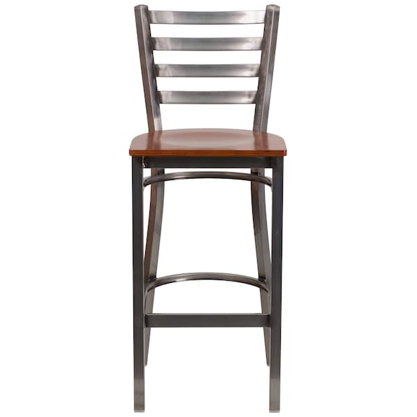 Clear Ladder Stool-Cherry Seat