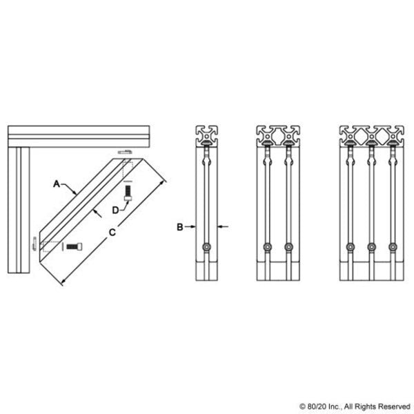Support, 45 Degree, 30-3030 X 160mm