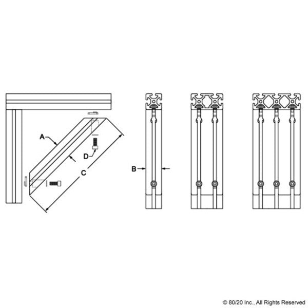 Support, 45 Degree, 30-3030 X 320mm