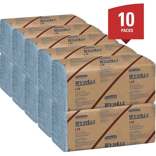 Dry Wipe, Blue, Paper, 10 PK, 224 Wipes, 9 in x 10 1/4 in