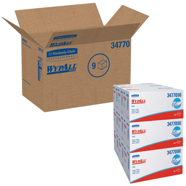 Dry Wipe, White, 1/4 Fold in Box, Hydroknit, 9 PK, 100 Wipes, 11 in x 23 in