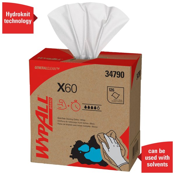 GeneralClean X60 Multi-Task Cleaning Cloths, Pop-Up Box, White (118 Sheets/Box)