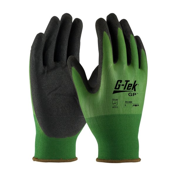Nitrile Coated Gloves, Palm Coverage, Black/Green, XS, 12PK