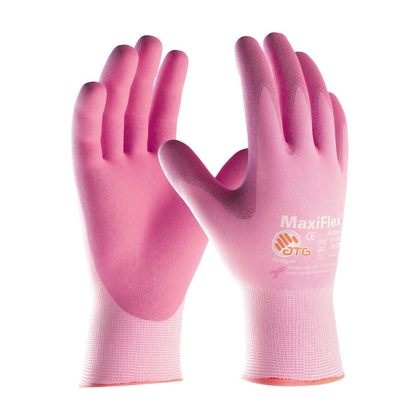 Foam Nitrile Coated Gloves, Palm Coverage, Pink, L, 12PK