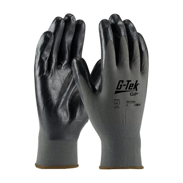 Foam Nitrile Coated Gloves, Palm Coverage, Gray, S, 12PK