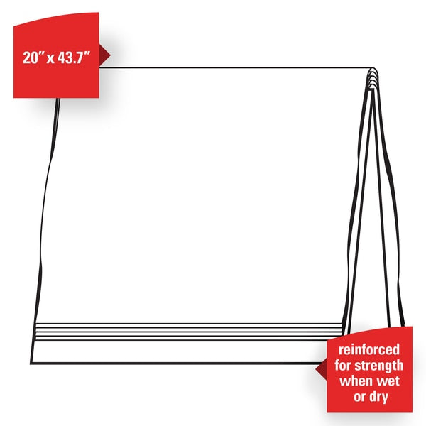 Dry Wipe, White, Flat Sheet, Hydroknit, 3 PK, 100 Wipes, 20 in x 43 3/4 in
