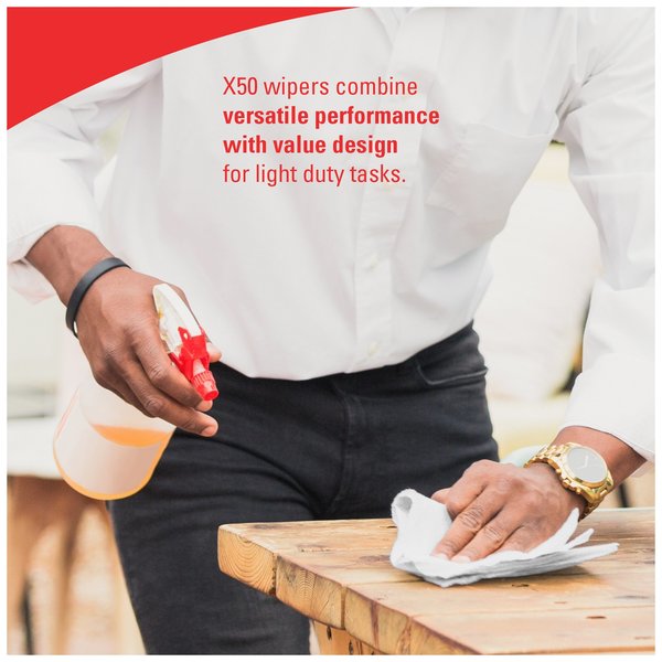 General Clean X50 Cleaning Cloths, Strong for Extended Use, Jumbo Roll, White, 1,100 Sheets / Roll