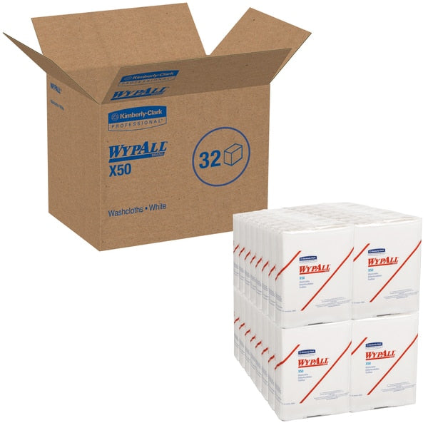 Dry Wipe, White, 1/4 Fold Poly Wrapped, Hydroknit, Healthcare, 32 PK, 26 Wipes, 10 in x 12 1/2 in