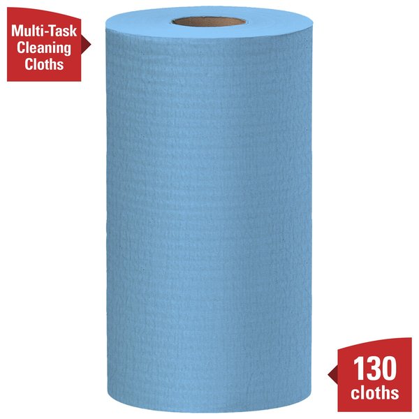 Dry Wipe Roll, Jumbo Perforated Roll, Mod Absorb, 9 3/4 x 13 1/2 in Sheets, 130 Sheets, Blue, 12 Pk