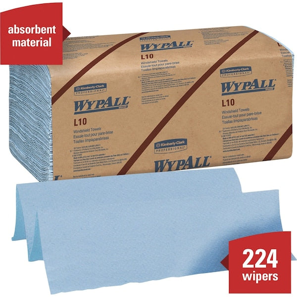 Dry Wipe, Blue, Paper, 10 PK, 224 Wipes, 9 in x 10 1/4 in