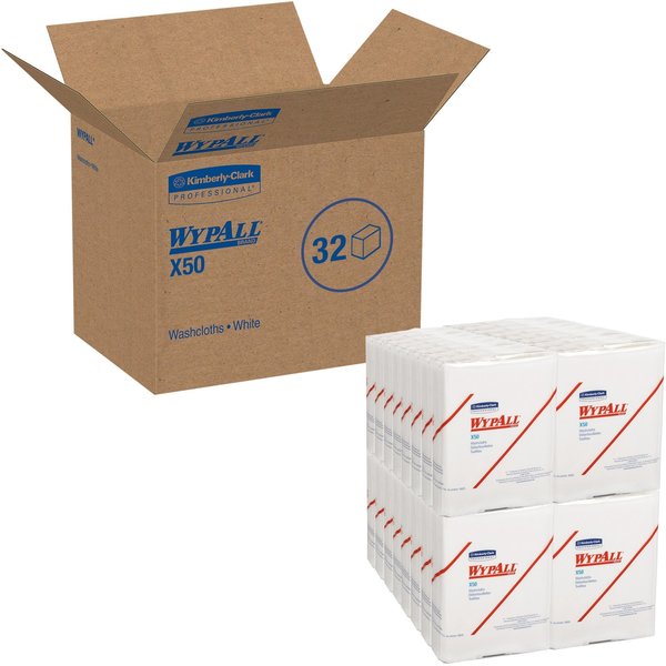 Dry Wipe, White, 1/4 Fold Poly Wrapped, Hydroknit, Healthcare, 32 PK, 26 Wipes, 10 in x 12 1/2 in