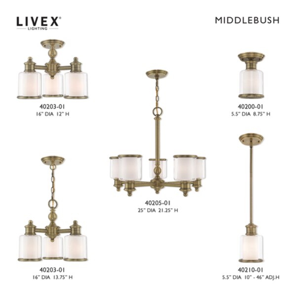 Middlebush 5 Light Antique Brass Chandelier