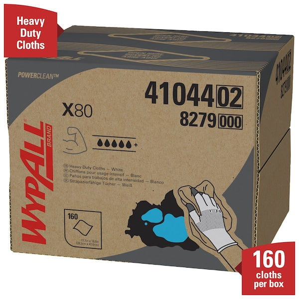 Dry Wipe, X80, Box, Super Heavy Absorbency, Hydroknit, 11 in x 16 3/4 in, 160 Sheets, White