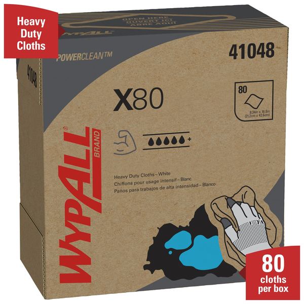 Dry Wipe, X80, Pop Up Box, Hydroknit, 8 1/4 in x 16 3/4 in, 80 Sheets, White, 5 Pack