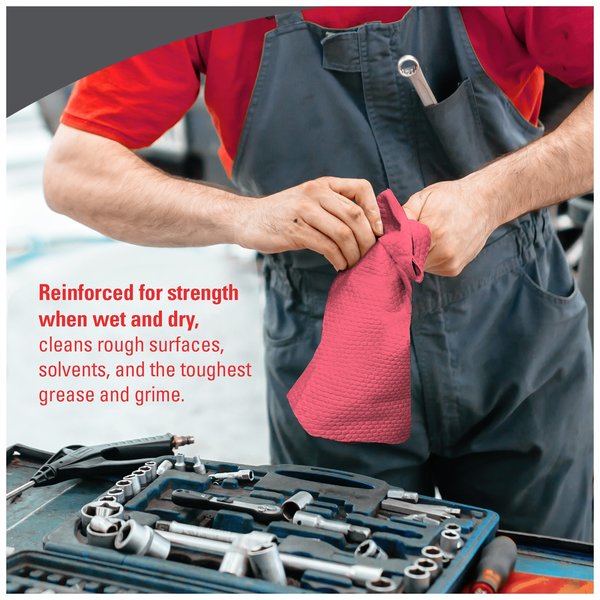 PowerClean X80 Heavy Duty Cloths, Jumbo Roll, Ext Use Towels, Red, 475 Sheets, 12.4 in x 12.2 in