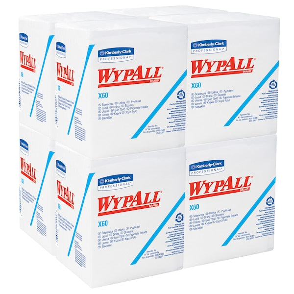 Dry Wipe, White, 1/4 Fold Poly Wrapped, Hydroknit, 8 PK, 70 Wipes, 10 in x 12 1/2 in