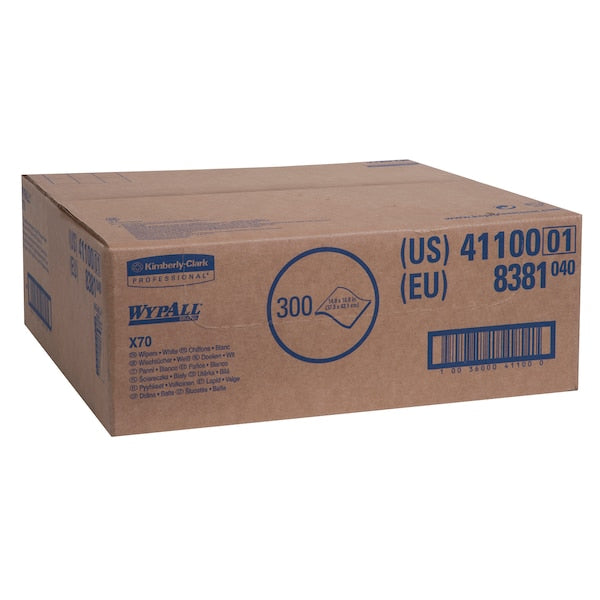 Dry Wipe, White, Flat Sheet, Hydroknit, 1 PK, 300 Wipes, 15 in x 16 1/2 in