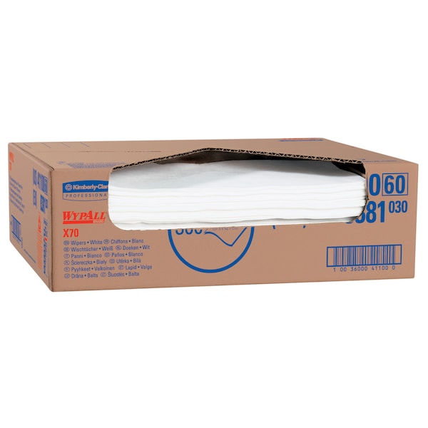Dry Wipe, White, Flat Sheet, Hydroknit, 1 PK, 300 Wipes, 15 in x 16 1/2 in