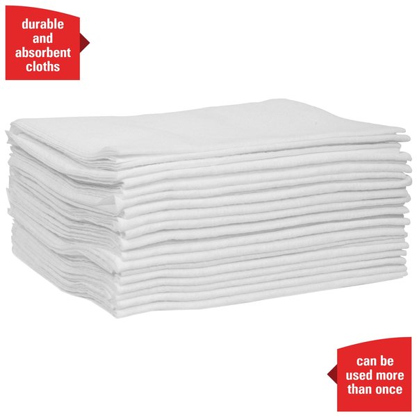 Dry Wipe, X70, 76 Sheets, 1/4 Fold, Heavy Absorb, Hydroknit, 12 in x 12 1/2 in, White, 12 Pack