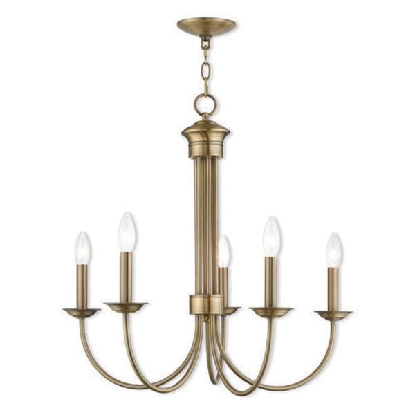 Estate 5 Light Antique Brass Chandelier