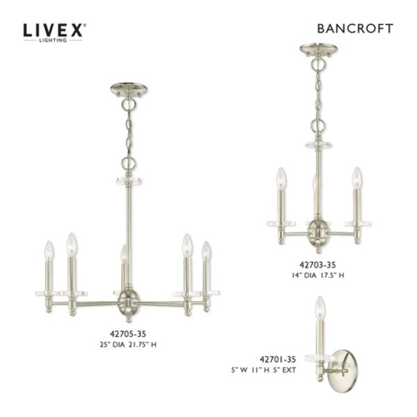 Bancroft 1 Light Polished Nickel Wall Sconce
