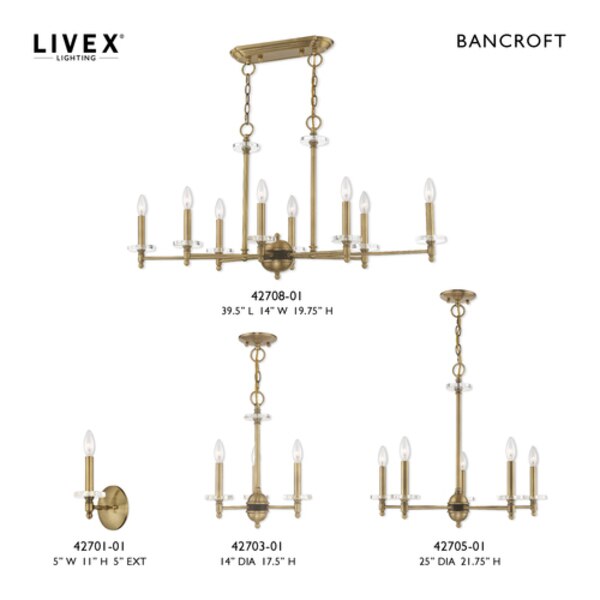 Bancroft 3 Light Antique Brass Mini Chan
