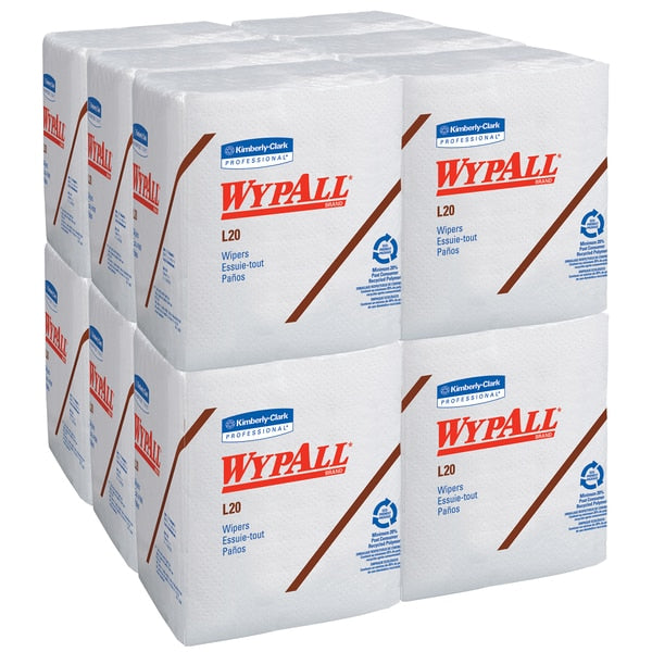 Dry Wipe, White, 1/4 Fold Poly Wrapped, Paper, 12 PK, 68 Wipes, 12 in x 12 1/2 in