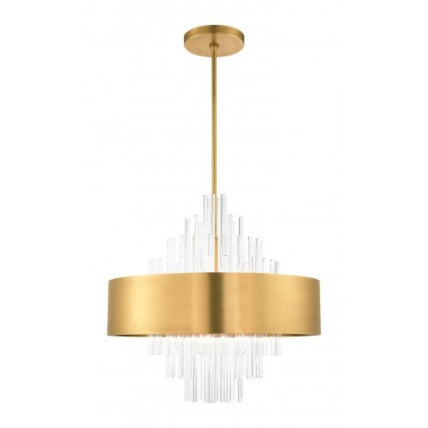 Natural Brass Pendant Chandelier, 10 Ligh