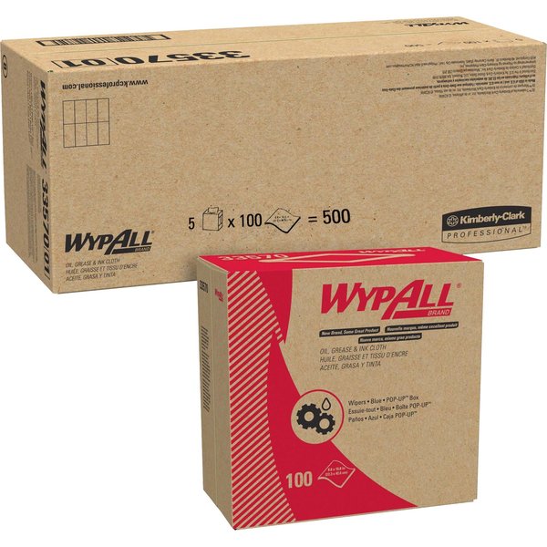 Dry Wipe, Blue, Box, Meltblown, 100 Wipes, 8 3/4 in x 16 3/4 in, Unscented