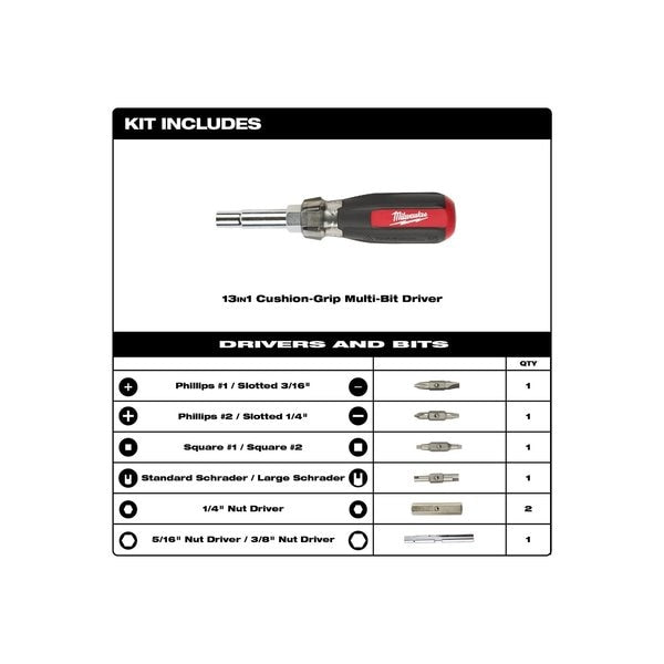 13in1 Cushion Grip Screwdriver w/Schrader Bit