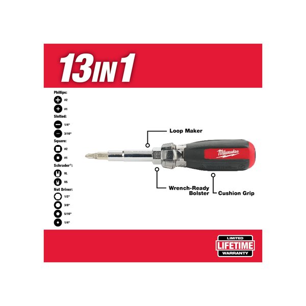 13in1 Cushion Grip Screwdriver w/Schrader Bit