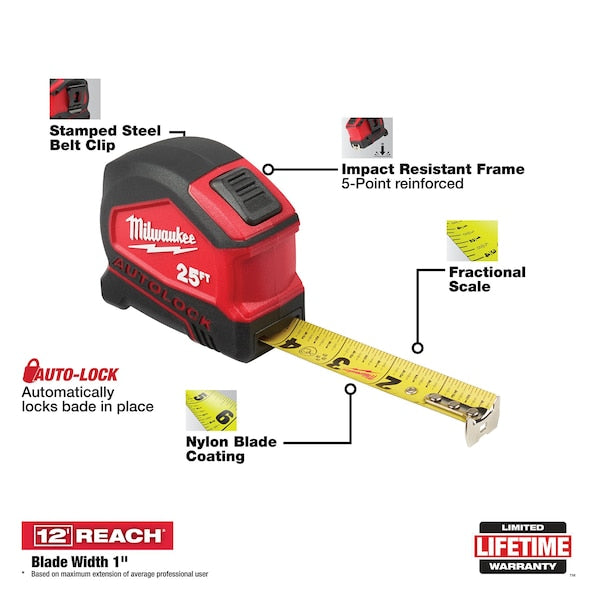 25' Compact Auto Lock Tape
