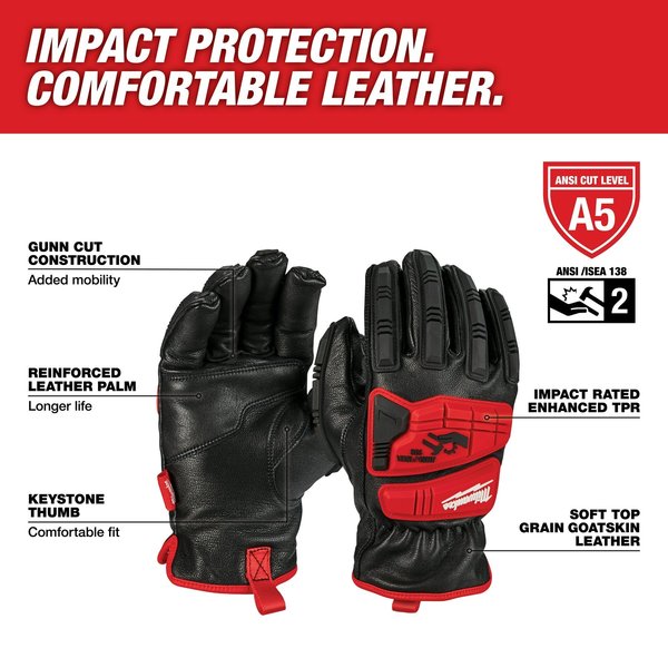 Impact Cut Level 5 Goatskin Leather Gloves - 2X-Large