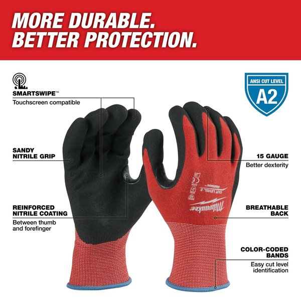 Level 2 Cut Resistant Nitrile Dipped Gloves - Large