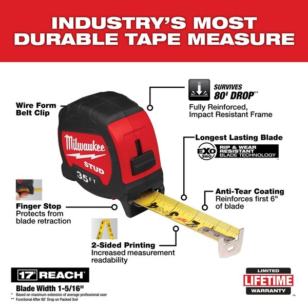 35 ft Tape Measure, 1 5/16 in Blade