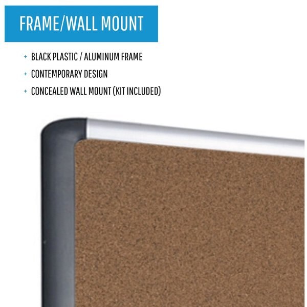 Tech Cork Board 3 ft.x4ft., Aluminum Frame