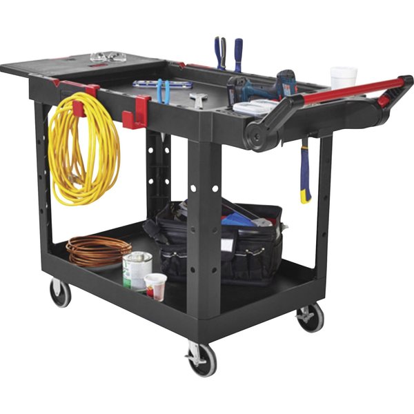Structural Foam Adaptable-Design Utility Cart with Deep Lipped Plastic Shelves, Ergonomic, 500 lb