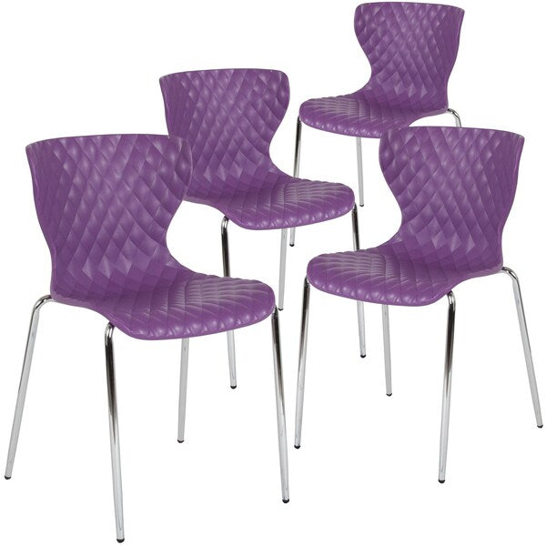Lowell Contemporary Design Purple Plastic Stack Chair, PK4