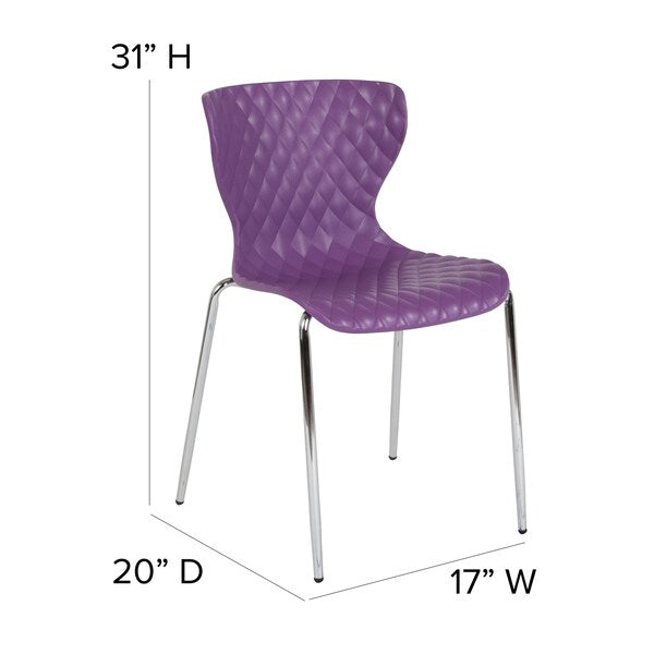 Lowell Contemporary Design Purple Plastic Stack Chair, PK4