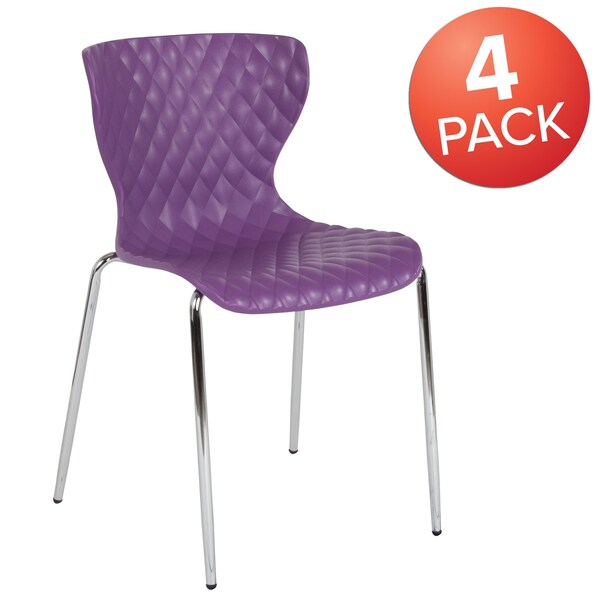 Lowell Contemporary Design Purple Plastic Stack Chair, PK4