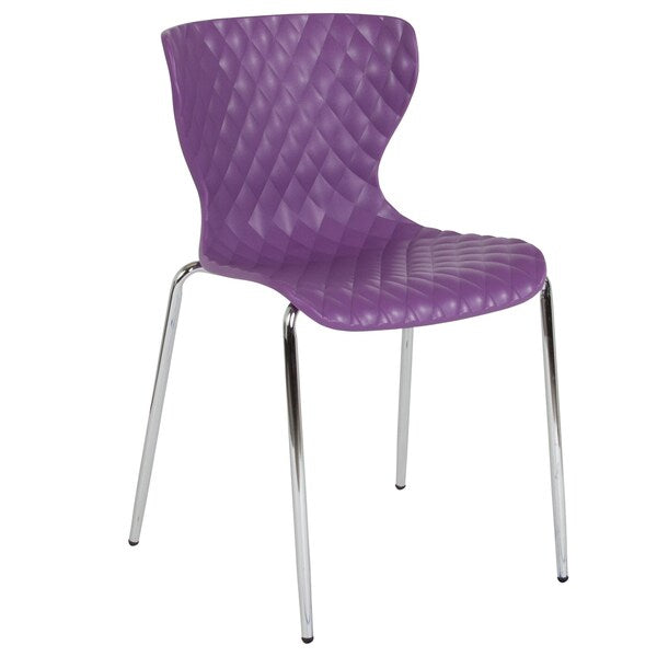 Lowell Contemporary Design Purple Plastic Stack Chair, PK4