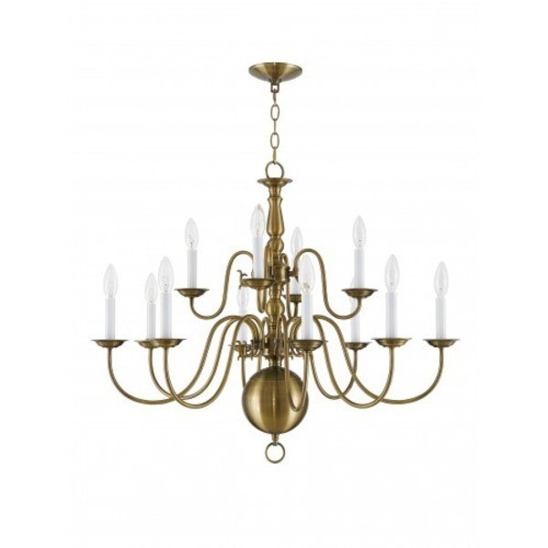 Williamsburgh 12 Light Antique Brass Cha