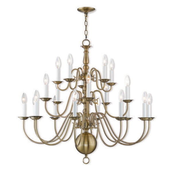Williamsburgh 20 Light Antique Brass Foyer Chandelier