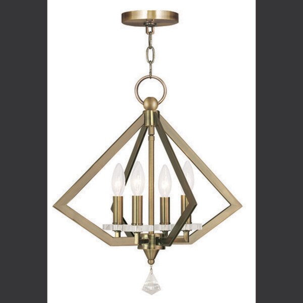 Diamond 4 Light Antique Brass Chandelier