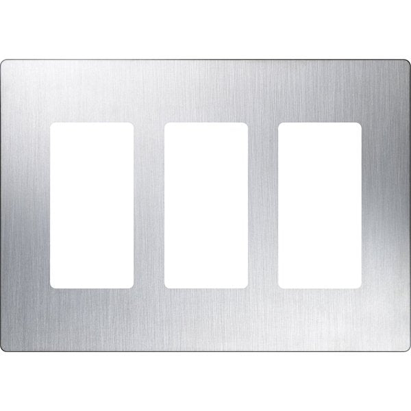 Designer Wall Plates, Number of Gangs: 3 Stainless Steel, Satin Finish, Stainless Steel