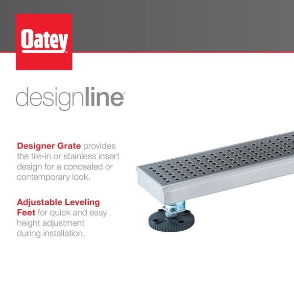 Designline⢠28 in. Stainless Steel Shower Linear Drain Square Grate