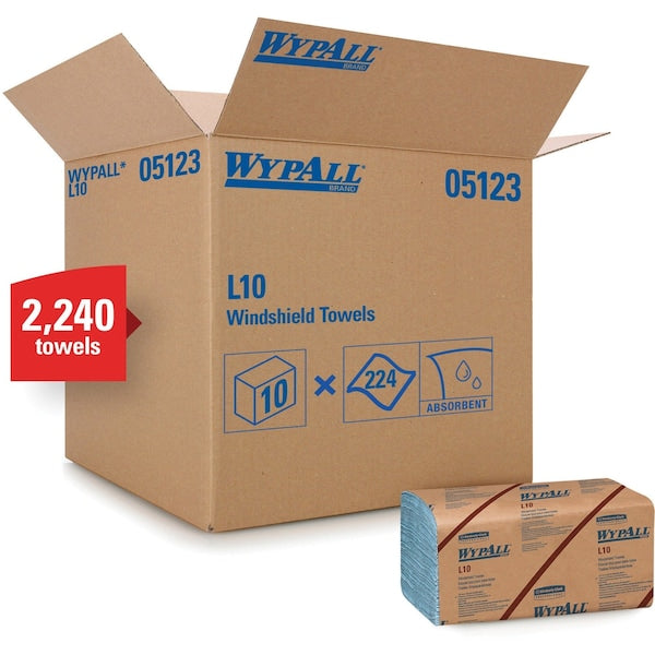 Dry Wipe, Blue, Paper, 10 PK, 224 Wipes, 9 in x 10 1/4 in