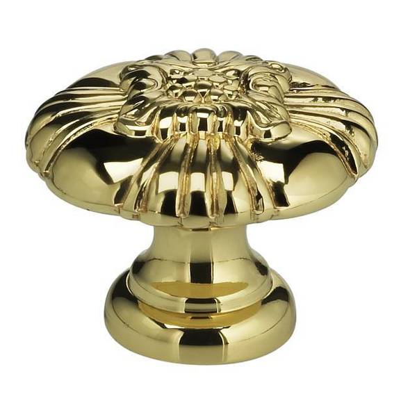 Ornate Cabinet Knob Bright Brass 1-3/8